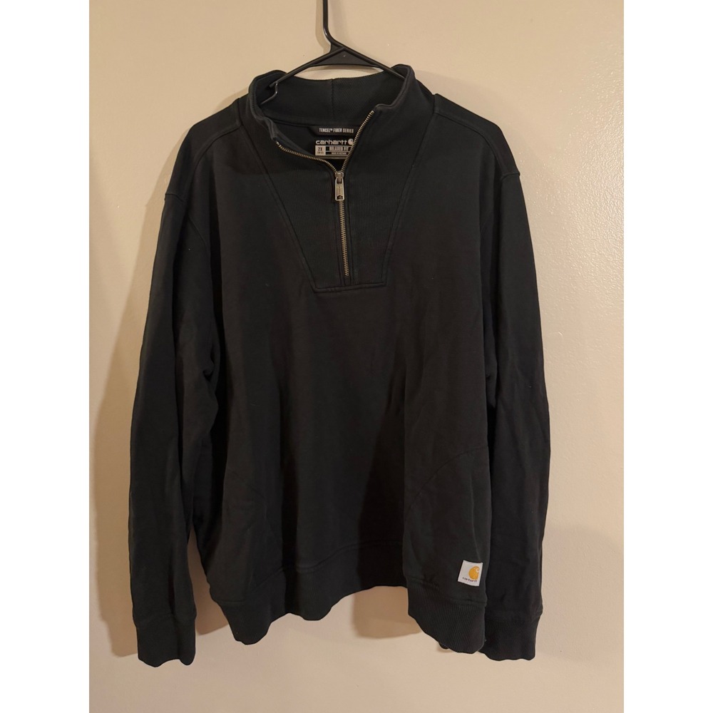 Carhartt Tencel Fiber Series Mens 2X Black Quarter Zip Sweatshirt Relaxed Fit